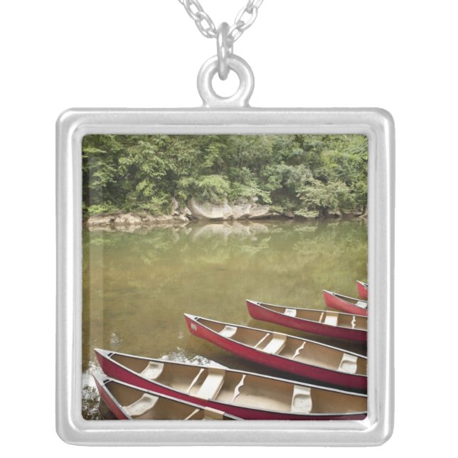 Canoeing the Macal River, Belize Silver Plated Necklace (Front)