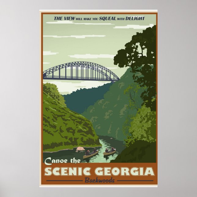 Canoeing Vintage Travel poster (Front)
