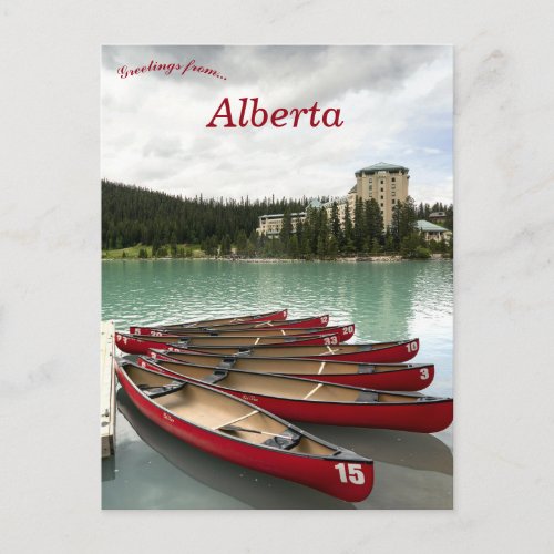 Canoes at Lake Louise Alberta Canada Postcard