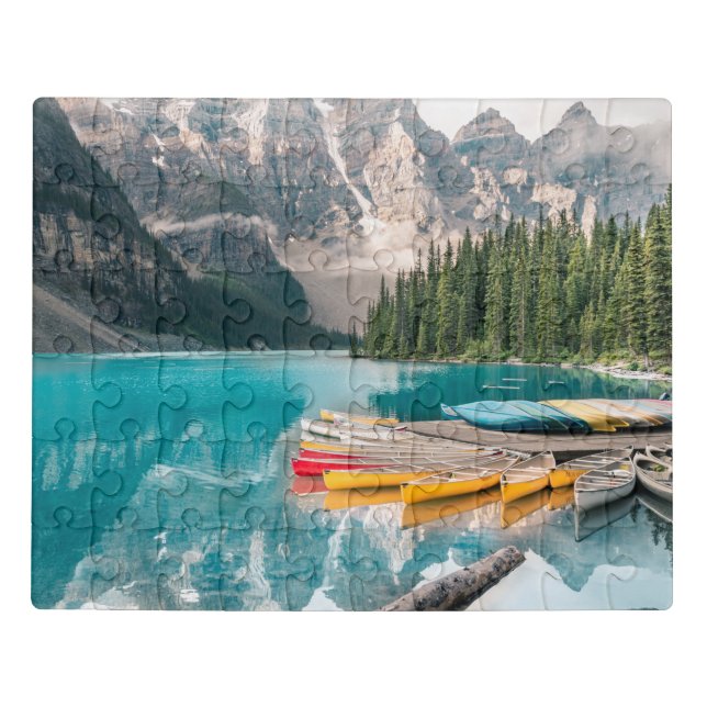 Canoes on Moraine Lake Banff National Park Canada Jigsaw Puzzle (Puzzle Horizontal)