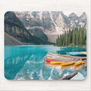 Canoes on Moraine Lake Banff National Park Canada Mouse Pad