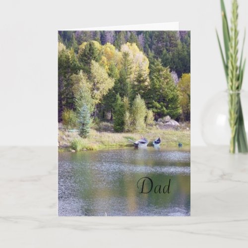 Canoes on Mountain Lake Fathers Day Card