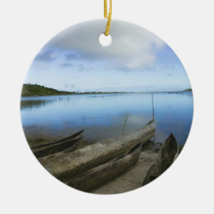 Canoes on the beach, Antananarivo, Madagascar Ceramic Ornament