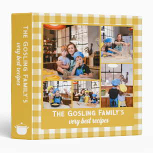 Canola Yellow Gingham Photo Collage Family Recipes 3 Ring Binder