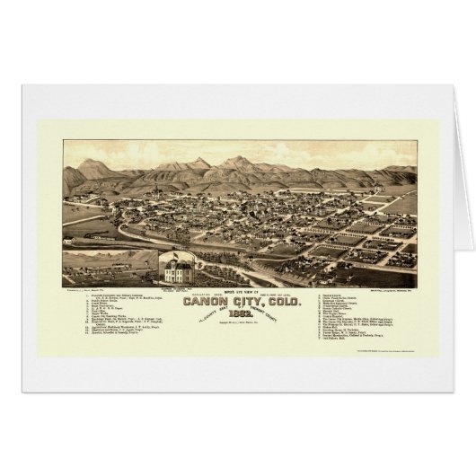 Canon City, CO Panoramic Map - 1882 Cards (Front Horizontal)