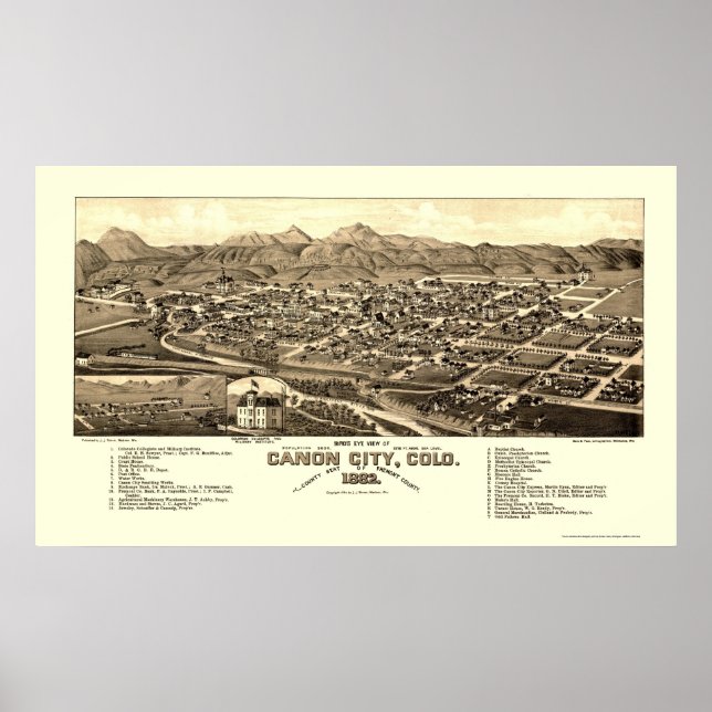 Canon City, CO Panoramic Map - 1882 Poster (Front)