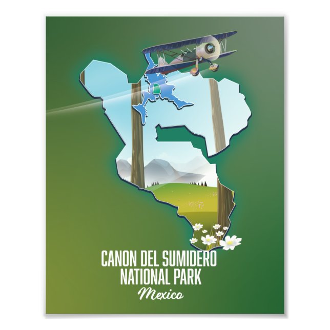 Canon del Sumidero, mexico map Magnet Photo Print (Front)