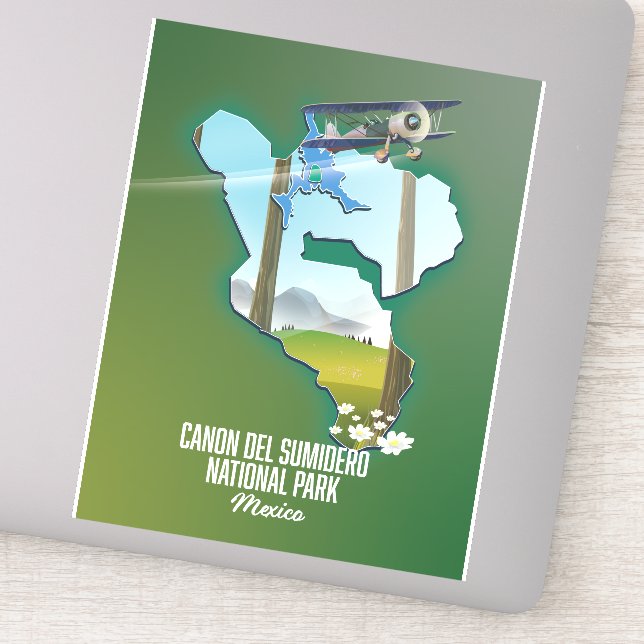 Canon del Sumidero, mexico map Sticker (Detail)