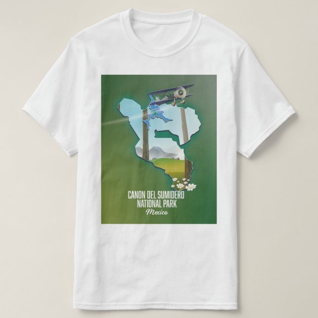 Canon del Sumidero, mexico map T-Shirt (Design Front)