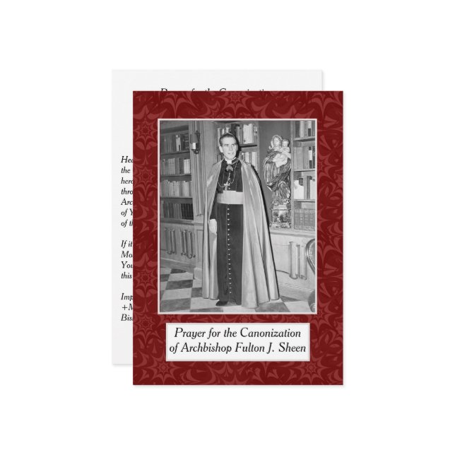 CANONIZATION ARCHBISHOP FULTON SHEEN PRAYER CARD (Front/Back In Situ)