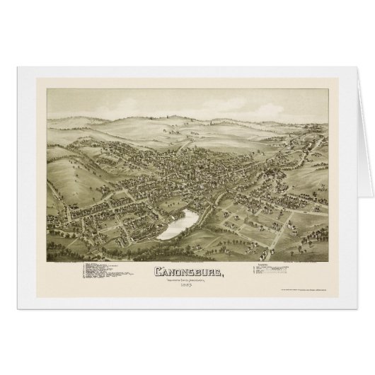 Canonsburg, PA Panoramic Map - 1897 Cards (Front Horizontal)