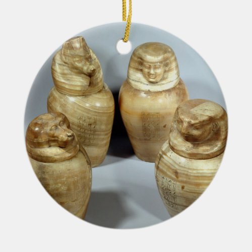 Canopic jars of Hor_ir_aa Saite alabaster Ceramic Ornament