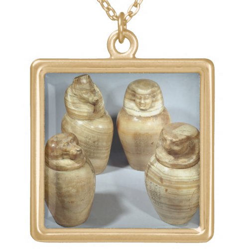 Canopic jars of Hor_ir_aa Saite alabaster Gold Plated Necklace