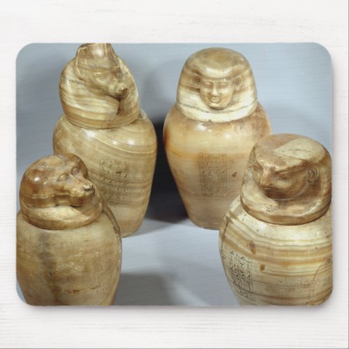 Canopic jars of Hor_ir_aa Saite alabaster Mouse Pad