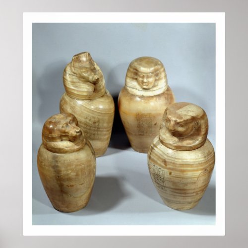 Canopic jars of Hor_ir_aa Saite alabaster Poster