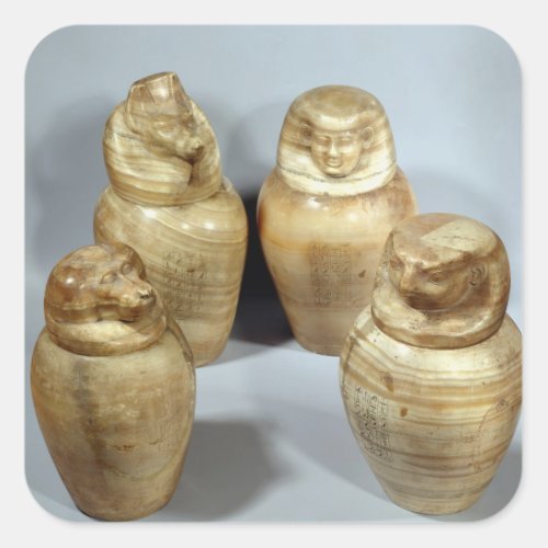 Canopic jars of Hor_ir_aa Saite alabaster Square Sticker