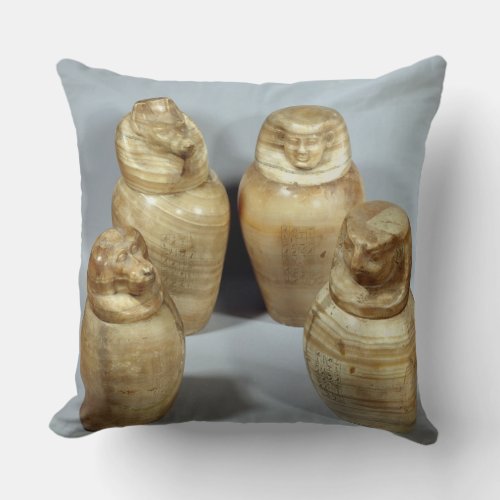 Canopic jars of Hor_ir_aa Saite alabaster Throw Pillow