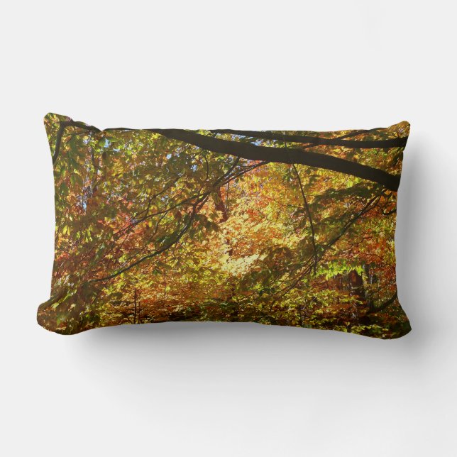 Canopy of Fall Leaves I Yellow Autumn Nature Lumbar Pillow (Front)