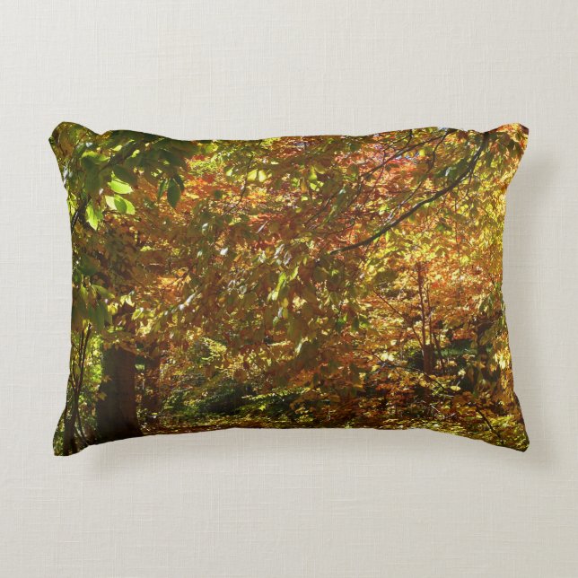 Canopy of Fall Leaves II Yellow Autumn Photography Accent Pillow (Front)