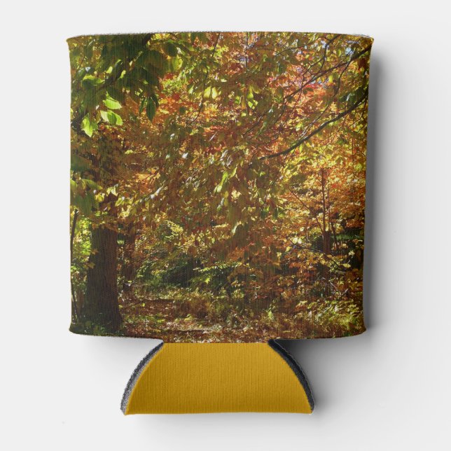 Canopy of Fall Leaves II Yellow Autumn Photography Can Cooler (Front)