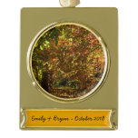 Canopy of Fall Leaves II Yellow Autumn Photography Gold Plated Banner Ornament