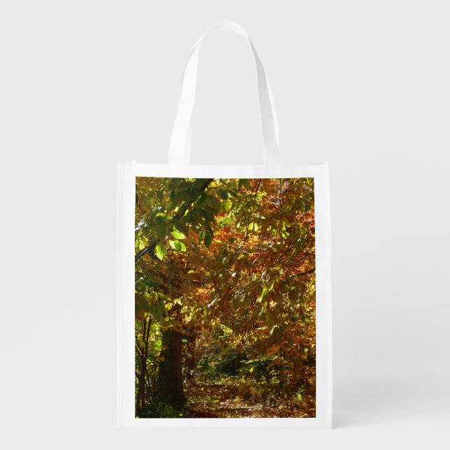 Canopy of Fall Leaves II Yellow Autumn Photography Grocery Bag (Front)