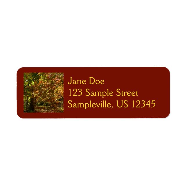 Canopy of Fall Leaves II Yellow Autumn Photography Label (Front)