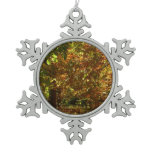Canopy of Fall Leaves II Yellow Autumn Photography Snowflake Pewter Christmas Ornament