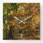 Canopy of Fall Leaves II Yellow Autumn Photography Square Wall Clock