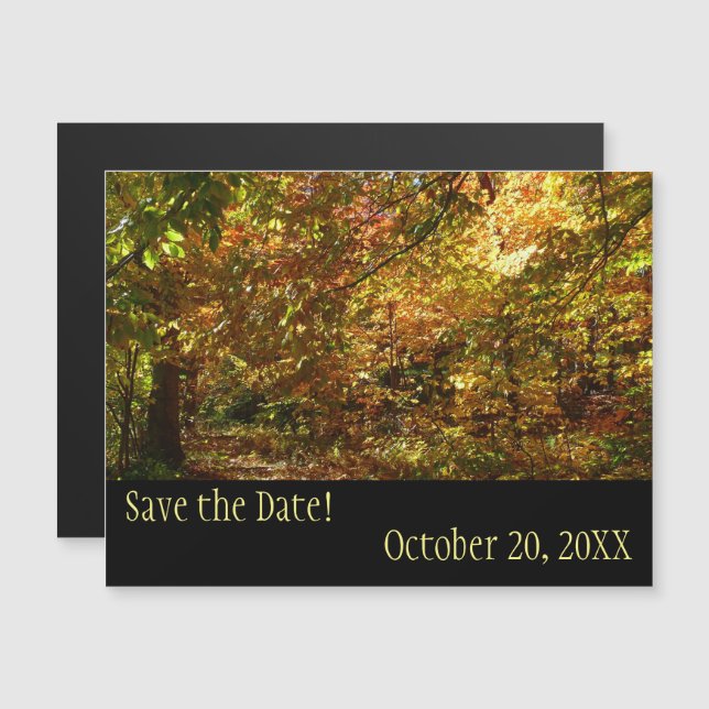Canopy of Fall Leaves Save the Date Magnetic Invitation (Front/Back)