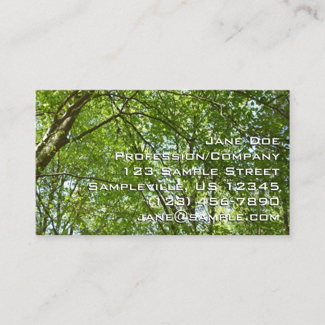 Canopy of Spring Leaves Green Nature Scene Business Card (Front)
