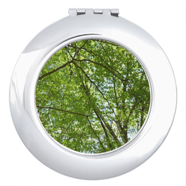 Canopy of Spring Leaves Green Nature Scene Compact Mirror (Front)