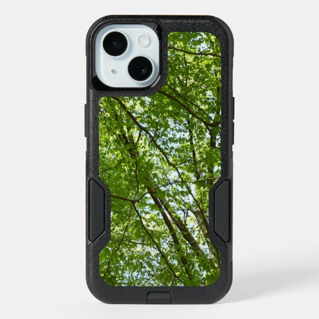 Canopy of Spring Leaves Green Nature Scene iPhone 15 Case (Back)