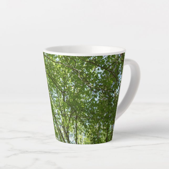 Canopy of Spring Leaves Green Nature Scene Latte Mug (Right Angle)