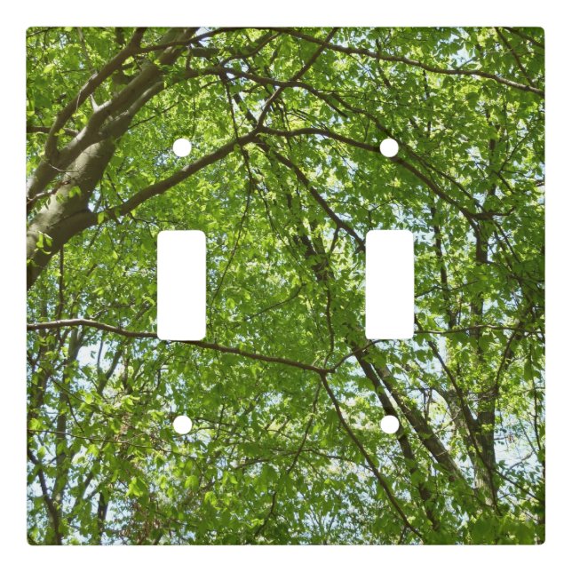 Canopy of Spring Leaves Green Nature Scene Light Switch Cover (Front)