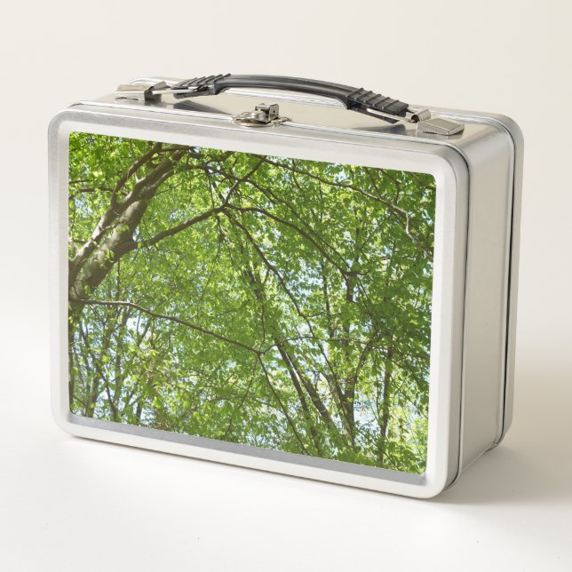 Canopy of Spring Leaves Green Nature Scene Metal Lunch Box (Front)