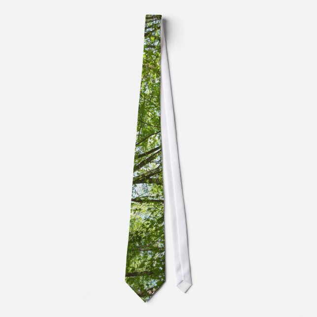 Canopy of Spring Leaves Green Nature Scene Neck Tie (Front)