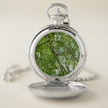 Canopy of Spring Leaves Green Nature Scene Pocket Watch