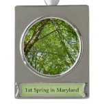 Canopy of Spring Leaves Green Nature Scene Silver Plated Banner Ornament