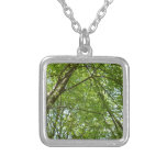 Canopy of Spring Leaves Green Nature Scene Silver Plated Necklace