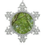 Canopy of Spring Leaves Green Nature Scene Snowflake Pewter Christmas Ornament