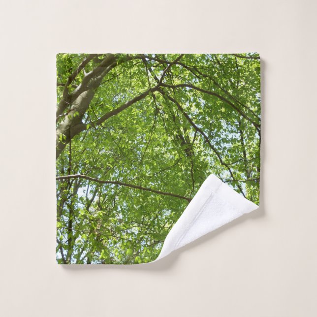 Canopy of Spring Leaves Green Nature Scene Wash Cloth (Wash Cloth)