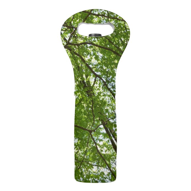 Canopy of Spring Leaves Green Nature Scene Wine Bag (Front)