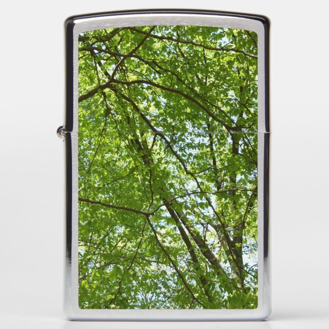 Canopy of Spring Leaves Green Nature Scene Zippo Lighter (Front)