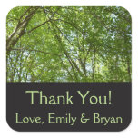Canopy of Spring Leaves Thank You with Love Square Sticker