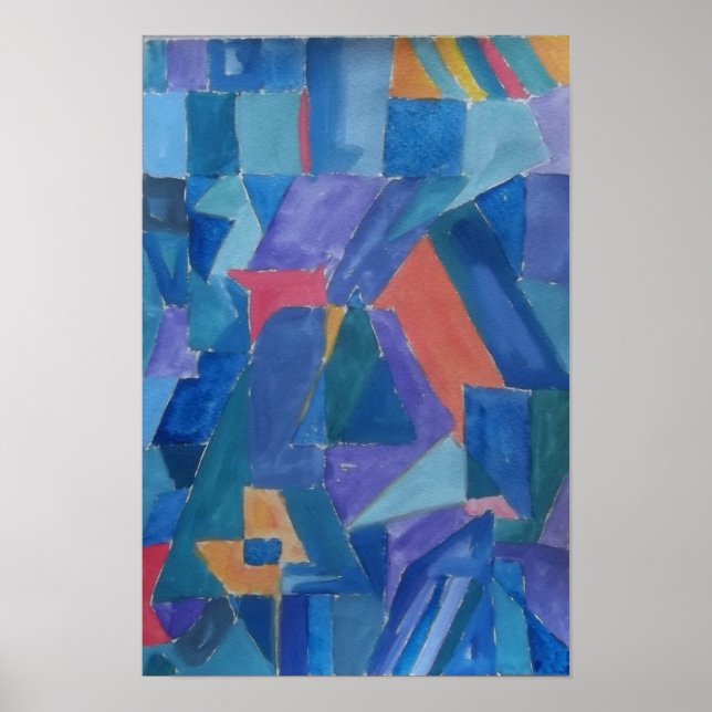 Canossa Cubist Houses on Blue Hills in Quebec Poster (Front)