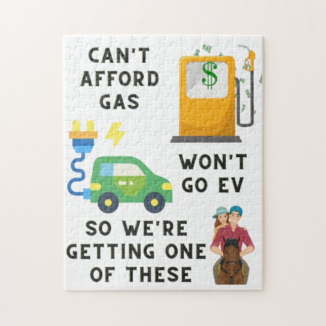 Can't Afford Gas or EV So Buying A Horse Joke Gift Jigsaw Puzzle (Vertical)