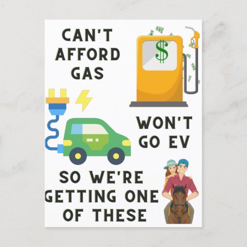 Cant Afford Gas or EV So Buying A Horse Joke Gift Postcard