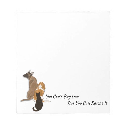 Cant Buy Love Animal Rescue Notepad