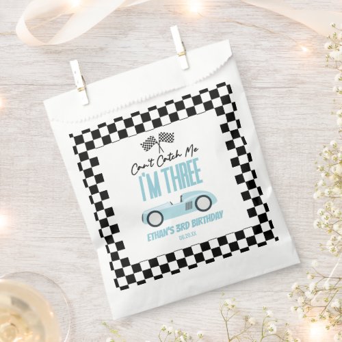 Cant Catch Me Blue Race Car 3rd Birthday Party Favor Bag